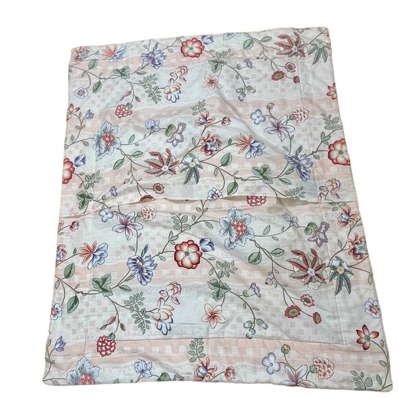 2 Vintage Croscill Floral Pillowcase Shams 30X25” Cottagecore Pink Blue USA 80s - Picture 8 of 14